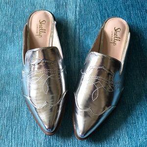 (NWOB) Shellys London Dora Leather Mule Silver 37